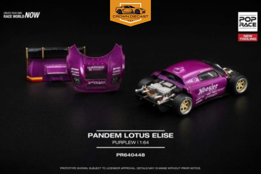 Mô hình xe Lotus Elise Pandem Purple New Tooling tỉ lệ 1:64 Pop Race PR640448 | Crown Diecast - Ảnh 3