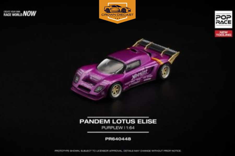 Mô hình xe Lotus Elise Pandem Purple New Tooling tỉ lệ 1:64 Pop Race PR640448 | Crown Diecast