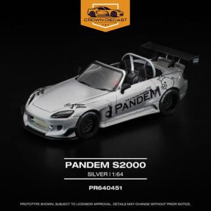 Mô hình xe Honda S2000 PANDEM S2000 SILVER mở capo tỉ lệ 1:64 Poprace PR640451 | Crown Diecast