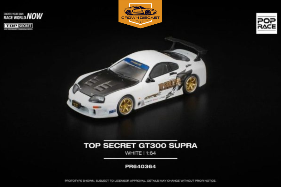 Mô hình xe Toyota SUPRA TOP SECRET GT300 WHITE tỉ lệ 1:64 Poprace PR640364 | Crown Diecast