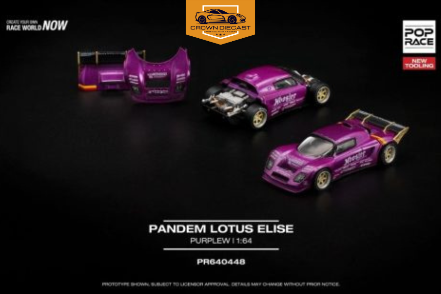 Mô hình xe Lotus Elise Pandem Purple New Tooling tỉ lệ 1:64 Pop Race PR640448 | Crown Diecast - Ảnh 2