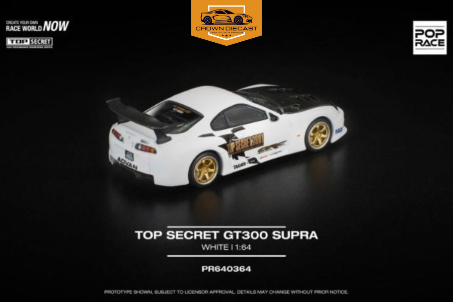 Mô hình xe Toyota SUPRA TOP SECRET GT300 WHITE tỉ lệ 1:64 Poprace PR640364 | Crown Diecast - Ảnh 2